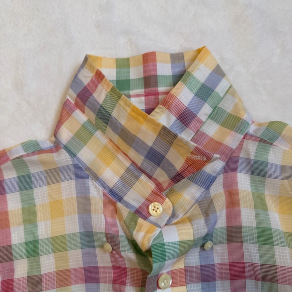 MINE Men’s Size XL  Multi-Color Pastel Gingham Plaid Button-Down Shirt - Picture 14 of 16